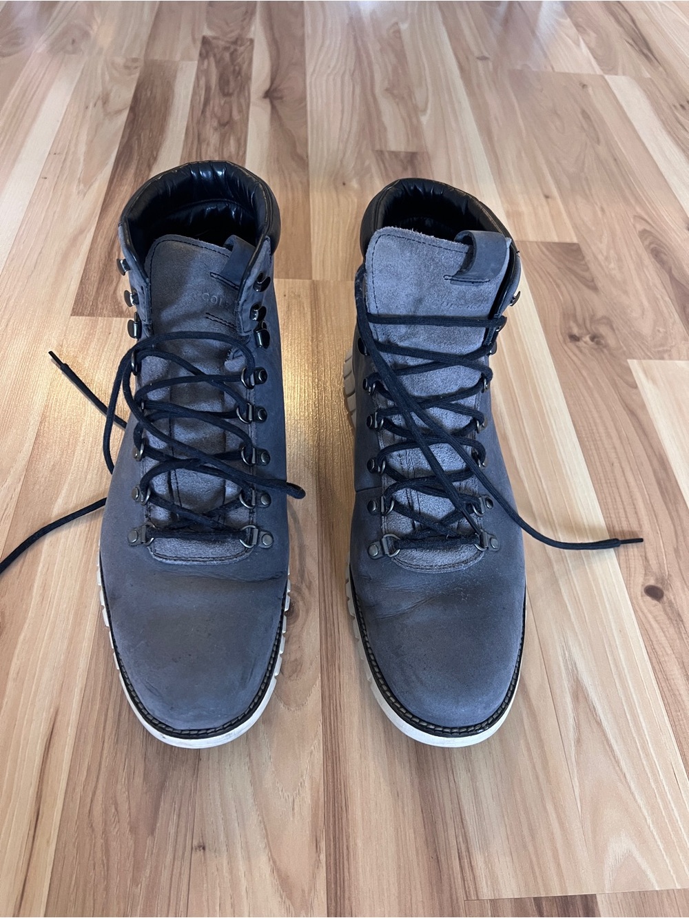 Cole Haan Men's Gray Suede Lace-Up Boots Winter Water Resistant size 13
